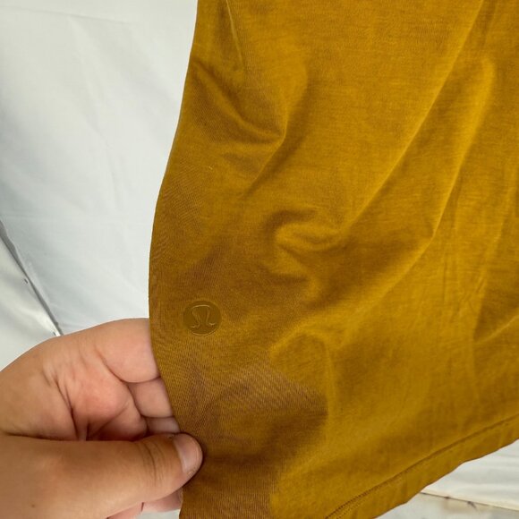 Lululemon Women 12 All Yours Cotton T Shirt Mustard Gold Crew Neck Pullover Top - Picture 3 of 7